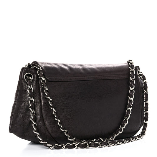 Chanel Caviar Half Moon Large Flap Dark Brown