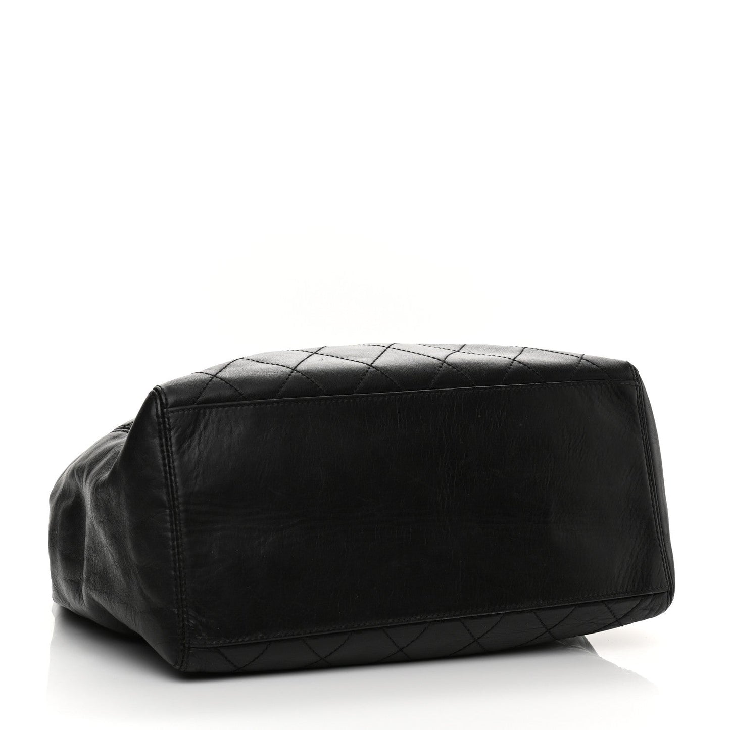 Lambskin Quilted Shopping Tote Black