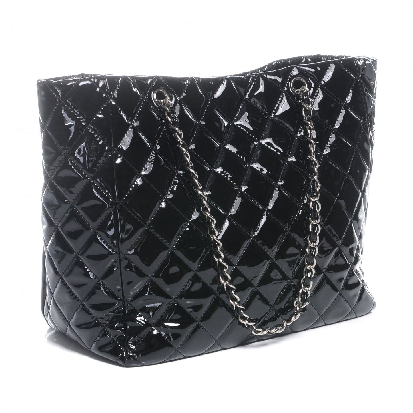Patent Quilted Chic and Glitter Large Tote Black