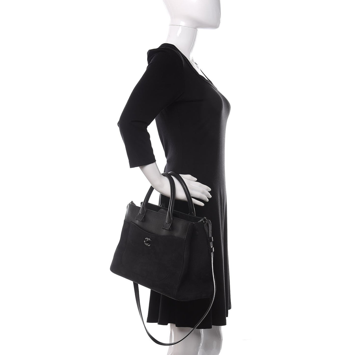 Chanel Grained Calfskin Suede Small Neo Executive Shopper Tote