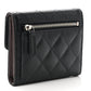 Caviar Quilted Compact Flap Wallet Black