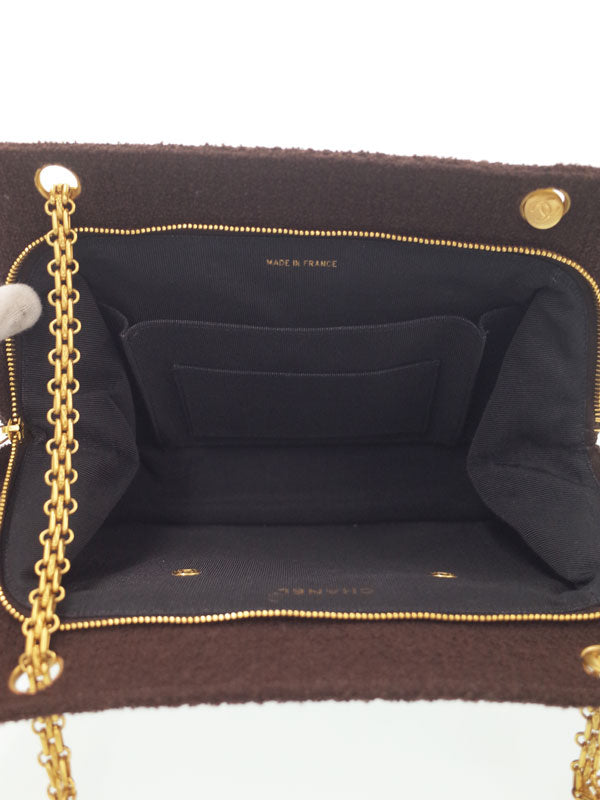 Chanel V Stitch Chain Shoulder Bag Brown