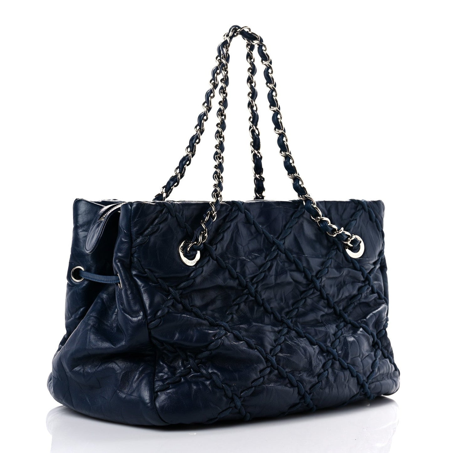 Calfskin Ultra Stitch Tote Navy Blue
