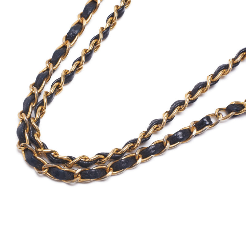 Chanel Border Stitch Round Flap Turn Lock Chain Lambskin Black