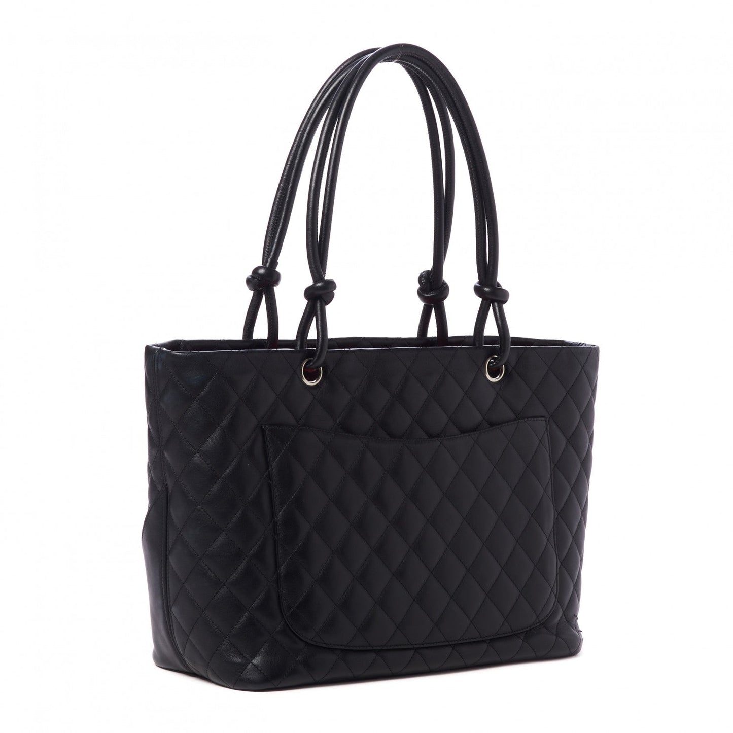 Calfskin Quilted Large Cambon Tote Black White