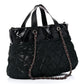 Iridescent Calfskin Quilted Large In The Mix Tote Black