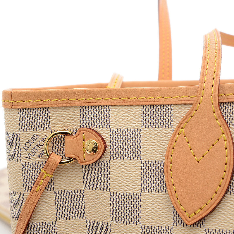 Louis Vuitton Damier Azur Neverfull PM Tote Bag With Pouch