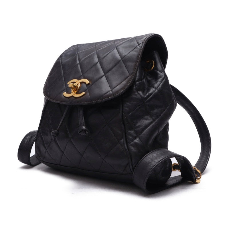 Chanel Matelasse Double Chain Backpack Lambskin Black