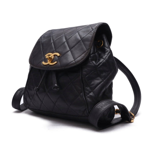Chanel Matelasse Double Chain Backpack Lambskin Black