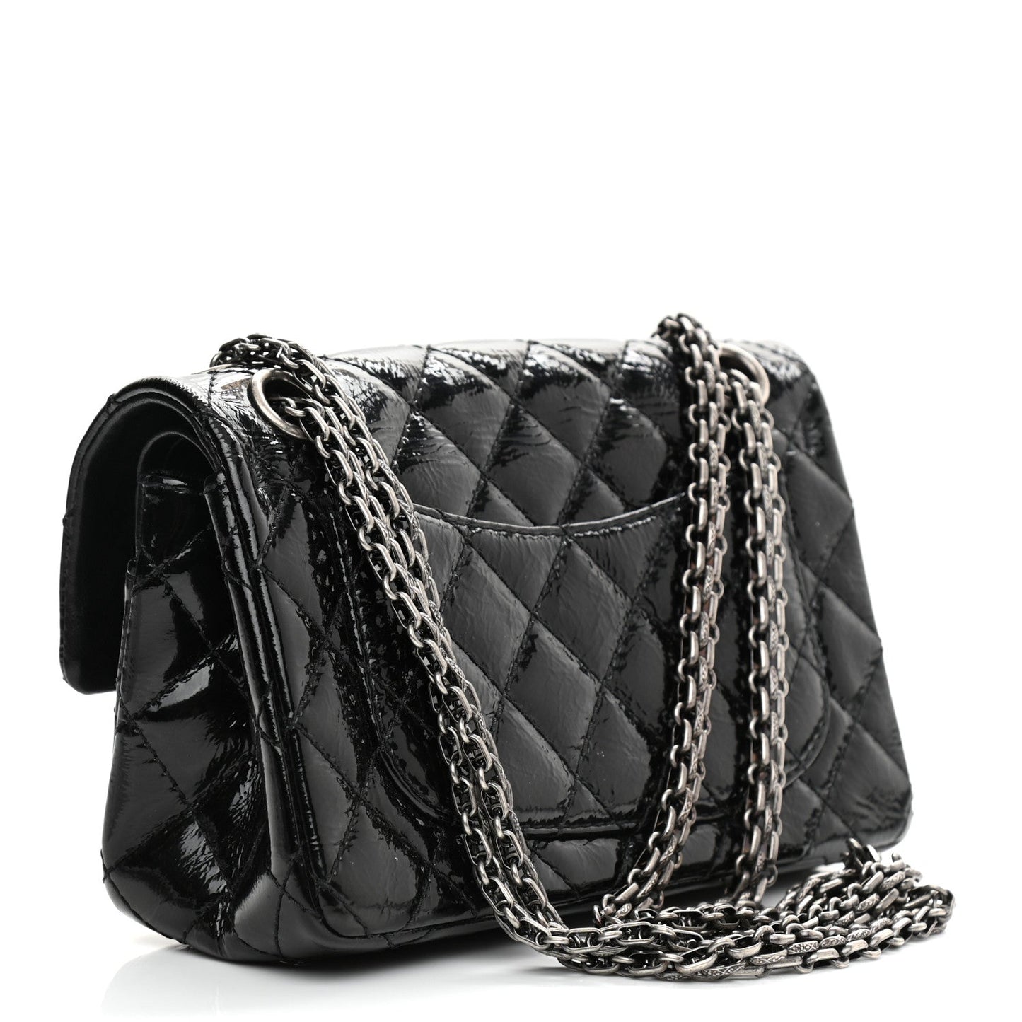 Chanel Crinkled Patent Quilted 2.55 Reissue Mini Flap Black