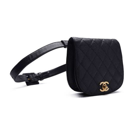 Chanel Matelasse Waist Bag Caviar Skin Black