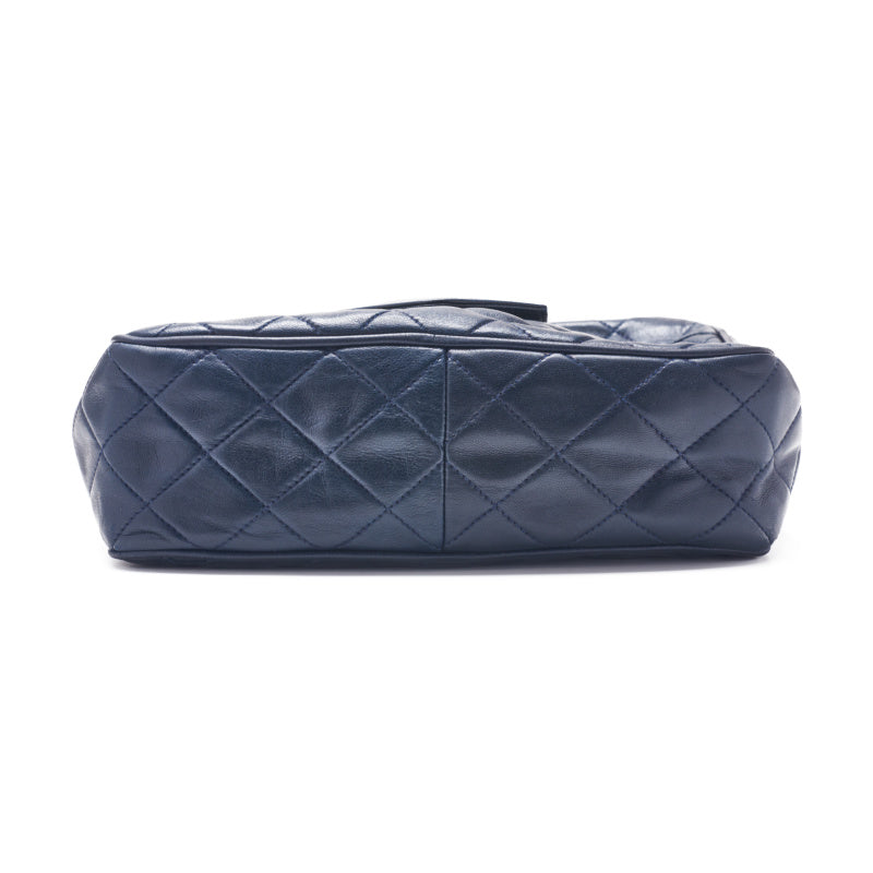 Chanel Matelasse Coco Mark Double Chain Lambskin Navy