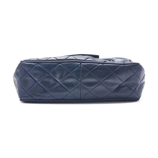 Chanel Matelasse Coco Mark Double Chain Lambskin Navy