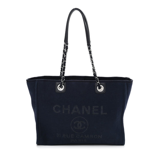 Chanel Mixed Fibers Small Deauville Tote Navy