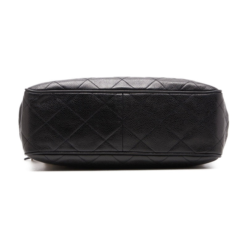 Chanel Matelasse Coco Mark Double Chain Shoulder Caviar Skin Black