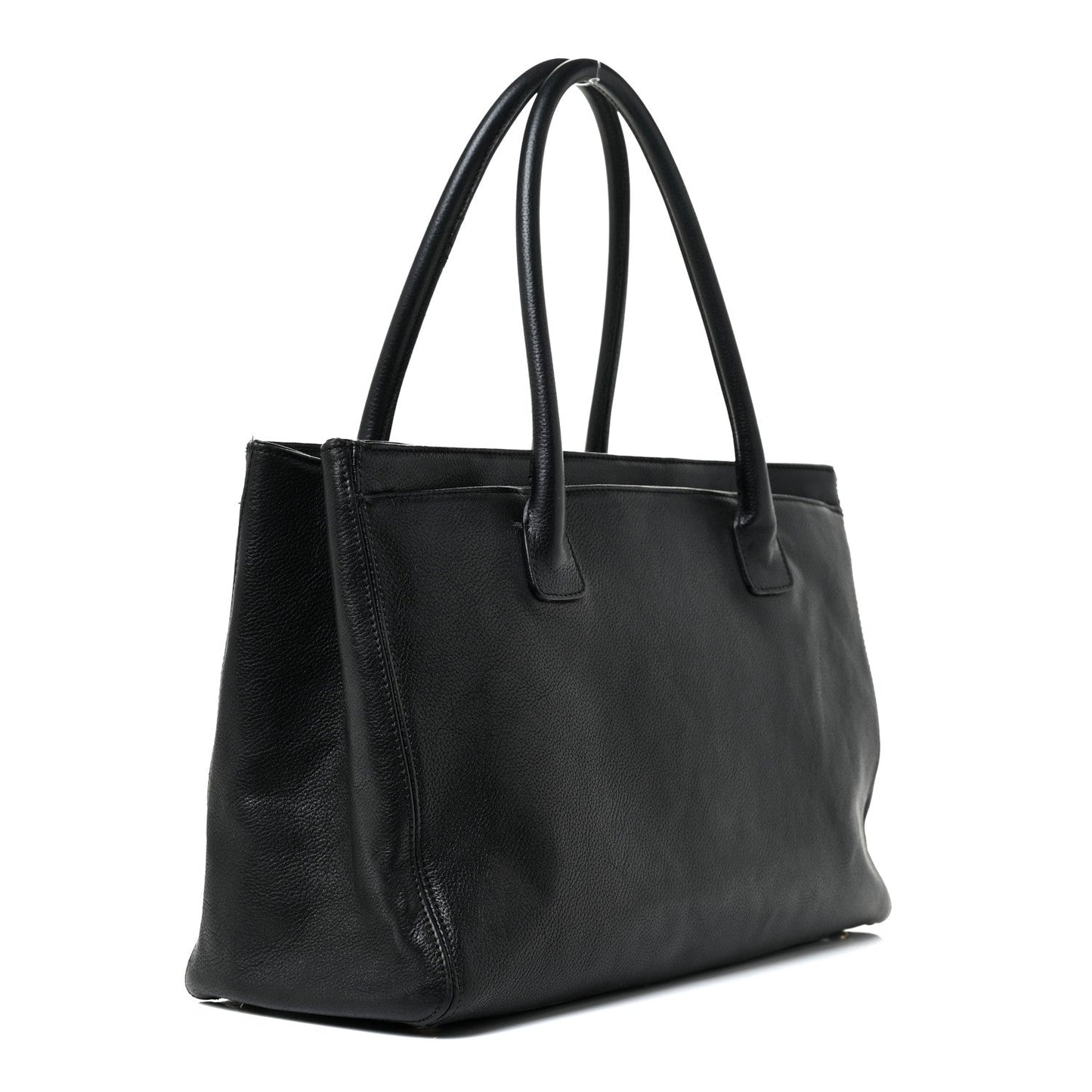 Calfskin Cerf Executive Shopper Tote Black