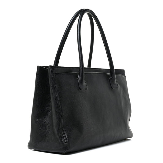 Calfskin Cerf Executive Shopper Tote Black