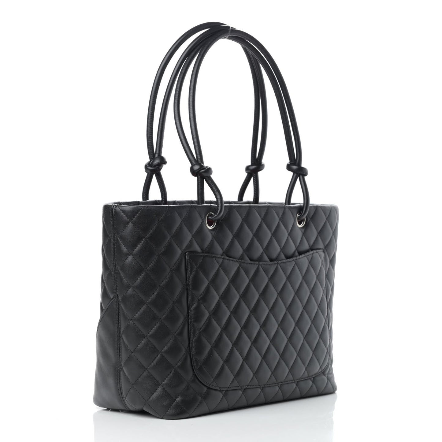 Calfskin Quilted Large Cambon Tote Black