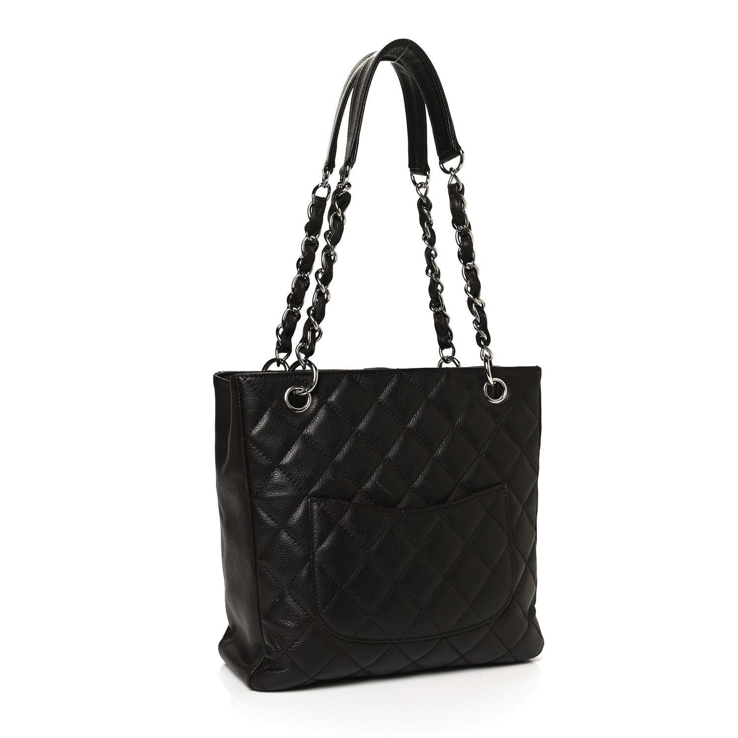 Caviar Quilted Petit Shopping Tote PST Dark Brown