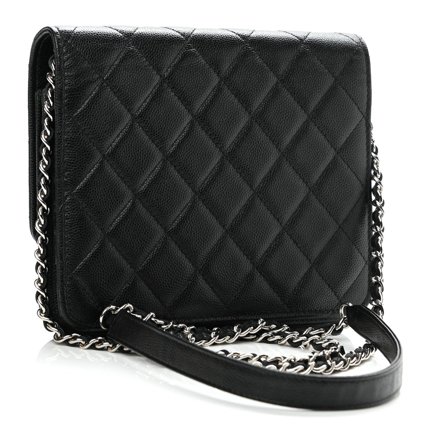 Chanel Caviar Quilted Square Wallet On Chain WOC Black