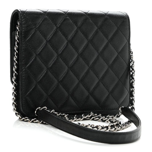 Chanel Caviar Quilted Square Wallet On Chain WOC Black