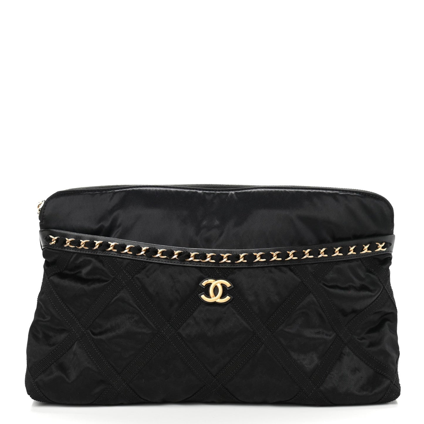 Nylon Grosgrain Large Lifestyle Pouch With Foldable Tote Black