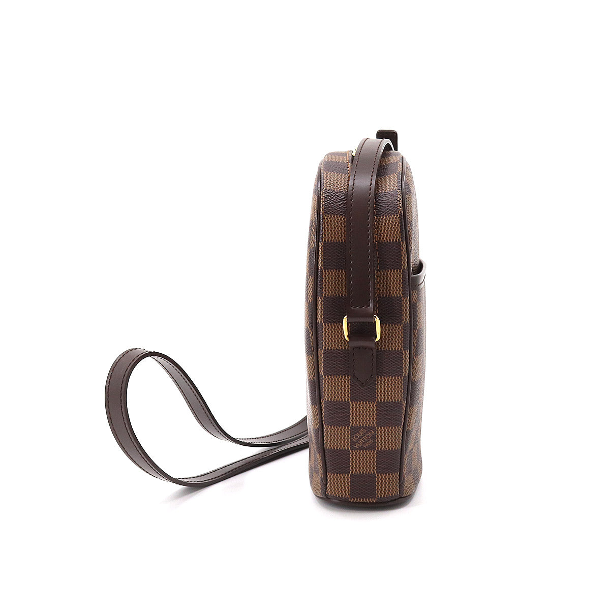 Louis Vuitton Damier Ipanema PM Shoulder Bag Ebene Brown Gold Hardware