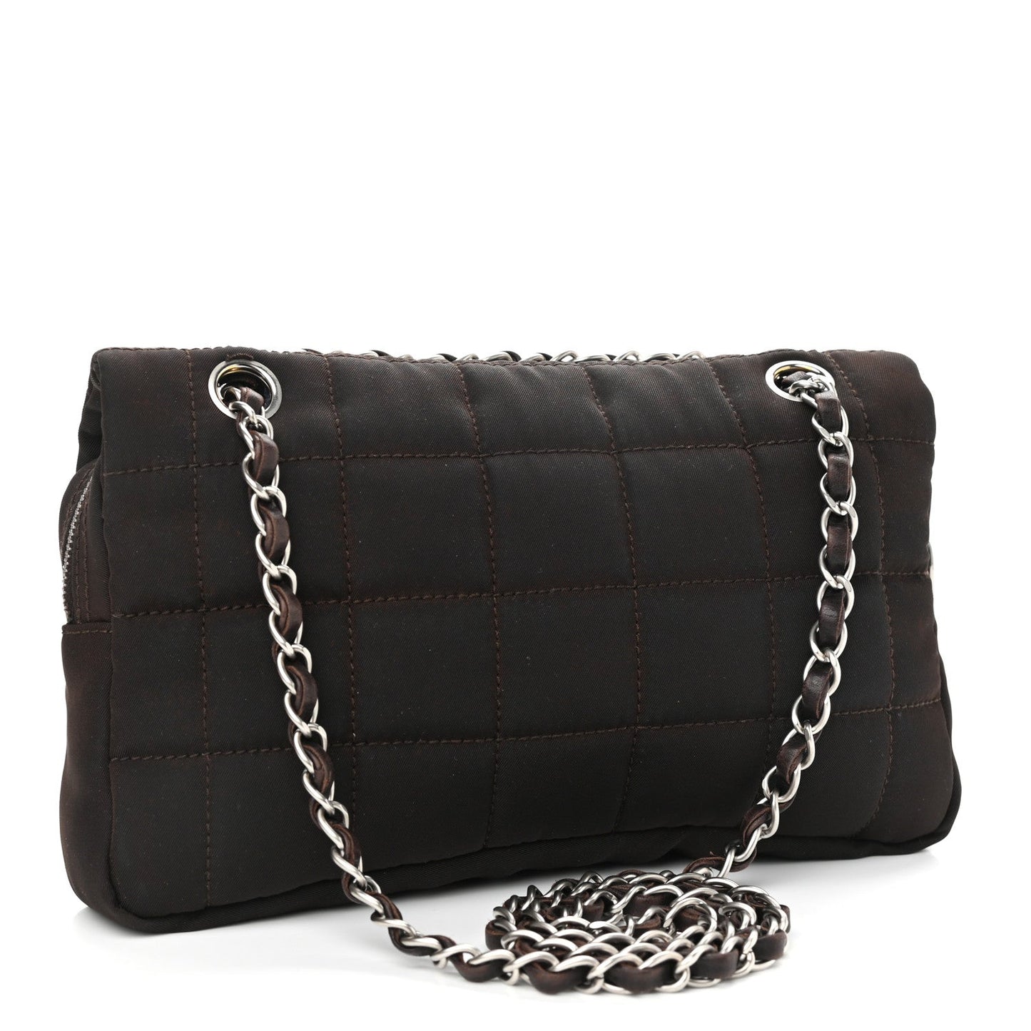 Chanel Nylon Square Quilted Flap Dark Brown