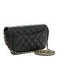 Caviar Quilted Glasses Case With Chain Black