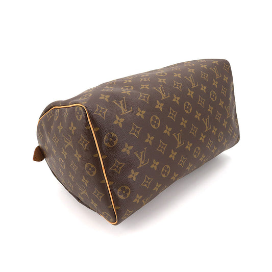 Louis Vuitton Monogram Speedy 35 Hand Bag Brown Gold Hardware