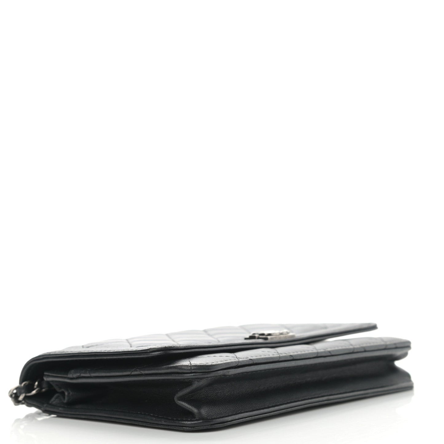 Chanel Lambskin Quilted Boy Wallet On Chain WOC Black