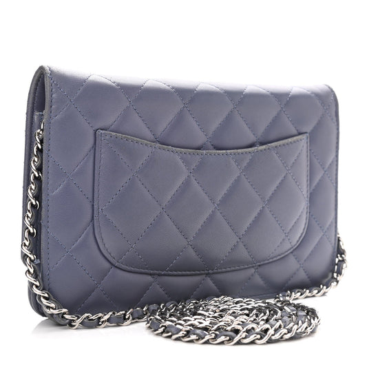 Lambskin Quilted Wallet On Chain WOC Lavender