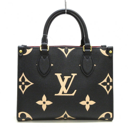 Louis Vuitton On The Go PM Tote Bag Black Beige Embossed Noir