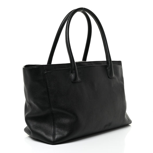 Calfskin Cerf Executive Shopper Tote Black