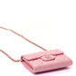 Iridescent Caviar Quilted Flap Card Holder On Chain Pink