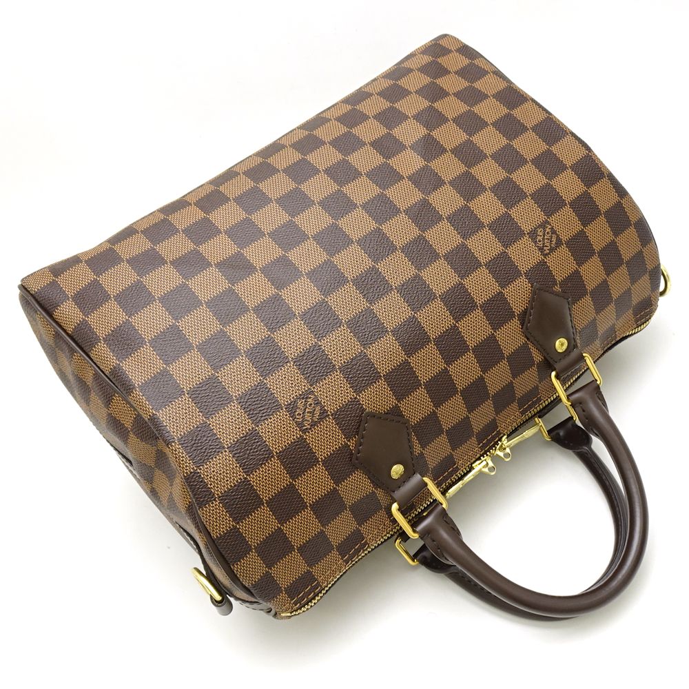 Louis Vuitton Damier Speedy Bandouliere 30 Ebene Boston Bag Brown
