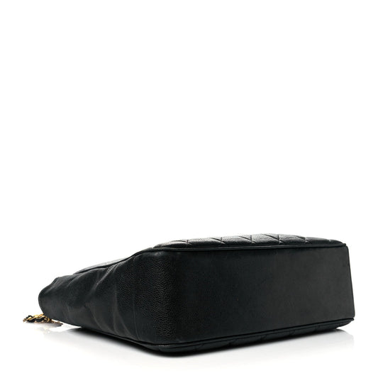 Caviar Quilted Sun Medallion Shoulder Bag Black