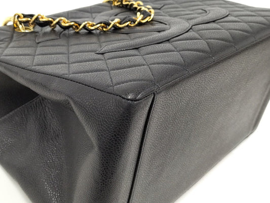 Chanel Chain Gst Tote Bag Matelasse Caviar Skin Black