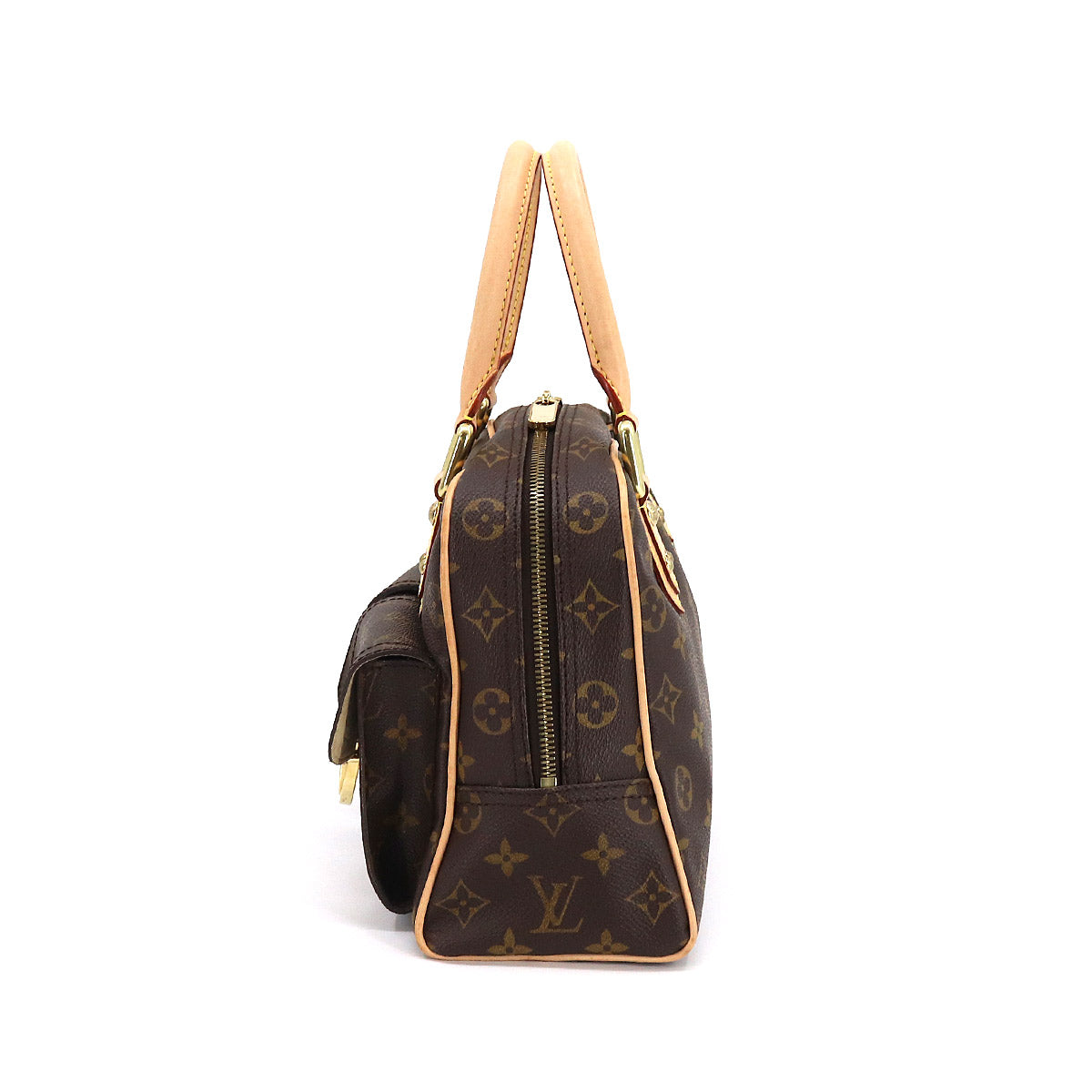 Louis Vuitton Monogram Manhattan PM Hand Bag Brown Gold Hardware