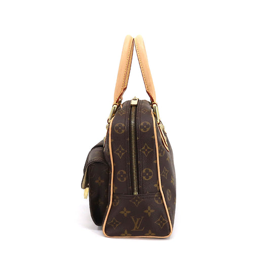 Louis Vuitton Monogram Manhattan PM Hand Bag Brown Gold Hardware