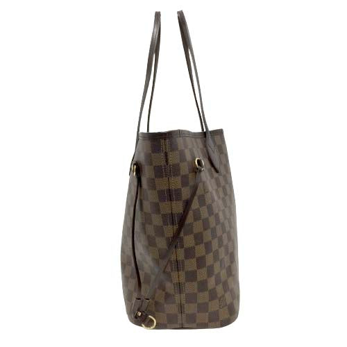 Louis Vuitton Neverfull Mm Damier Ebene Canvas Tote Bag Hand Bag Shoulder Bag Brown Gold Metal Fittings Leather