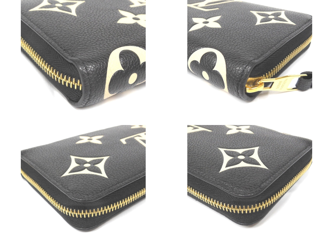 Louis Vuitton Round Zipper Long Wallet  Monogram Implant Black