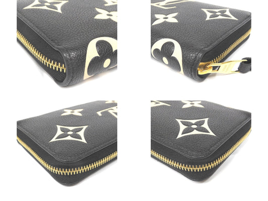 Louis Vuitton Round Zipper Long Wallet  Monogram Implant Black