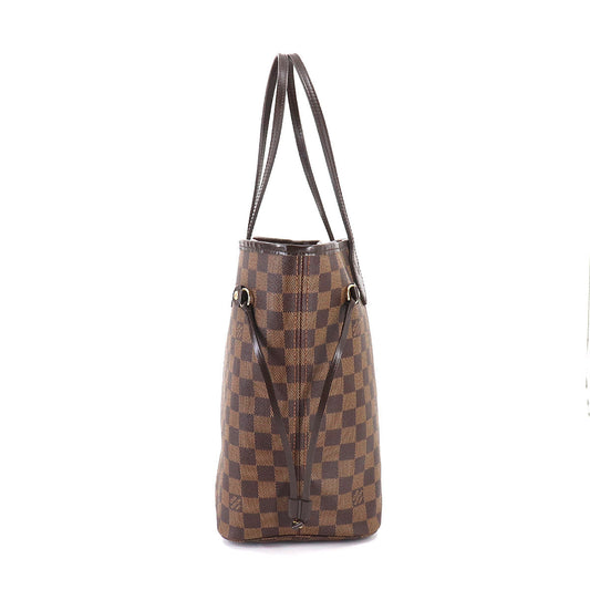 Louis Vuitton Damier Neverfull MM Tote Bag Ebene Series Brown Gold Metal Fittings