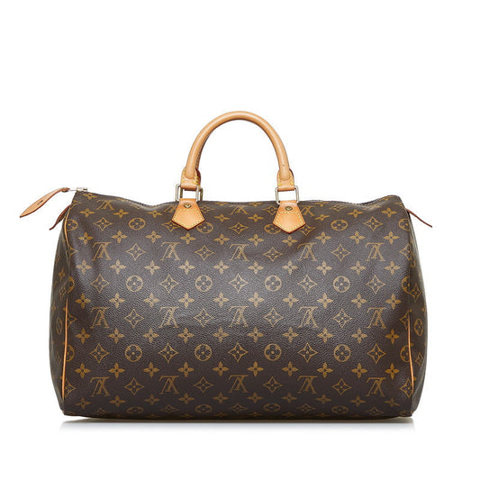 Louis Vuitton Monogram Speedy 40 Shoulder Bag Brown