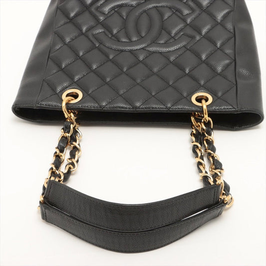 Chanel Matelasse Coco Mark Double Chain Caviar Skin Black