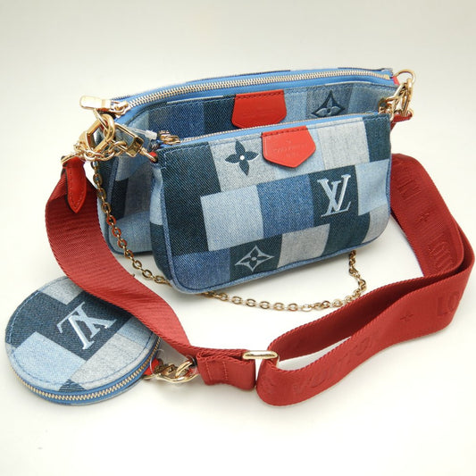 Louis Vuitton Denim Monogram Multi Pochette Accessoire Blue Red