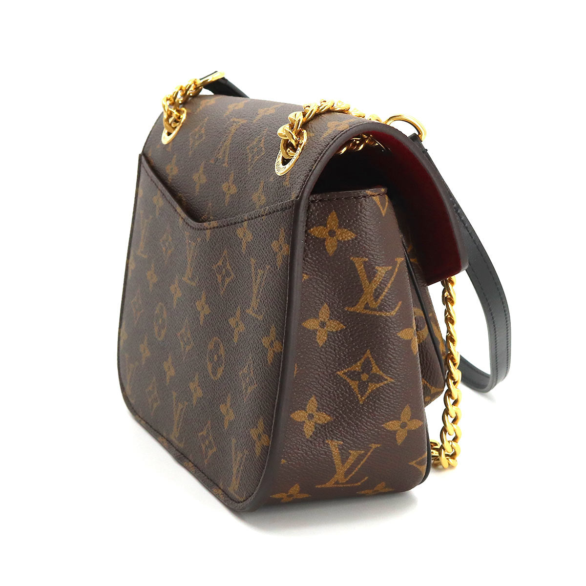 Louis Vuitton Monogram Passy Chain Shoulder Bag Brown Black