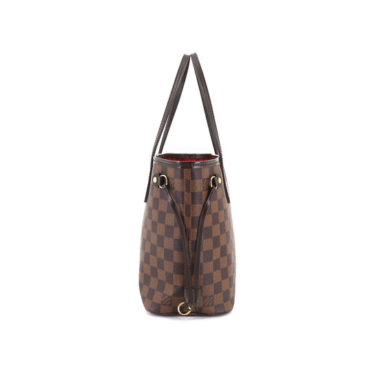 Louis Vuitton Damier Neverfull PM Tote Bag Ebene Brown Gold Hardware