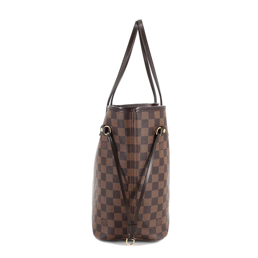 Louis Vuitton Damier Neverfull MM Tote Bag Ebene Brown Red Gold Hardware